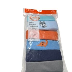 Wonder Nation Baby Bodysuit Set - 6 Pack 0-3 months. Fox and Dino 🦖